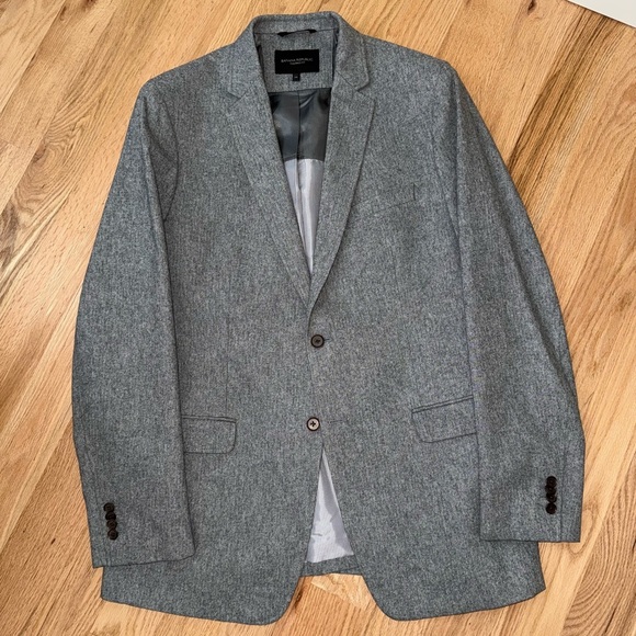 Banana Republic 100% Cotton Tailored Fit Gray Blazer Jacket Men’s Size 44L - Picture 10 of 13